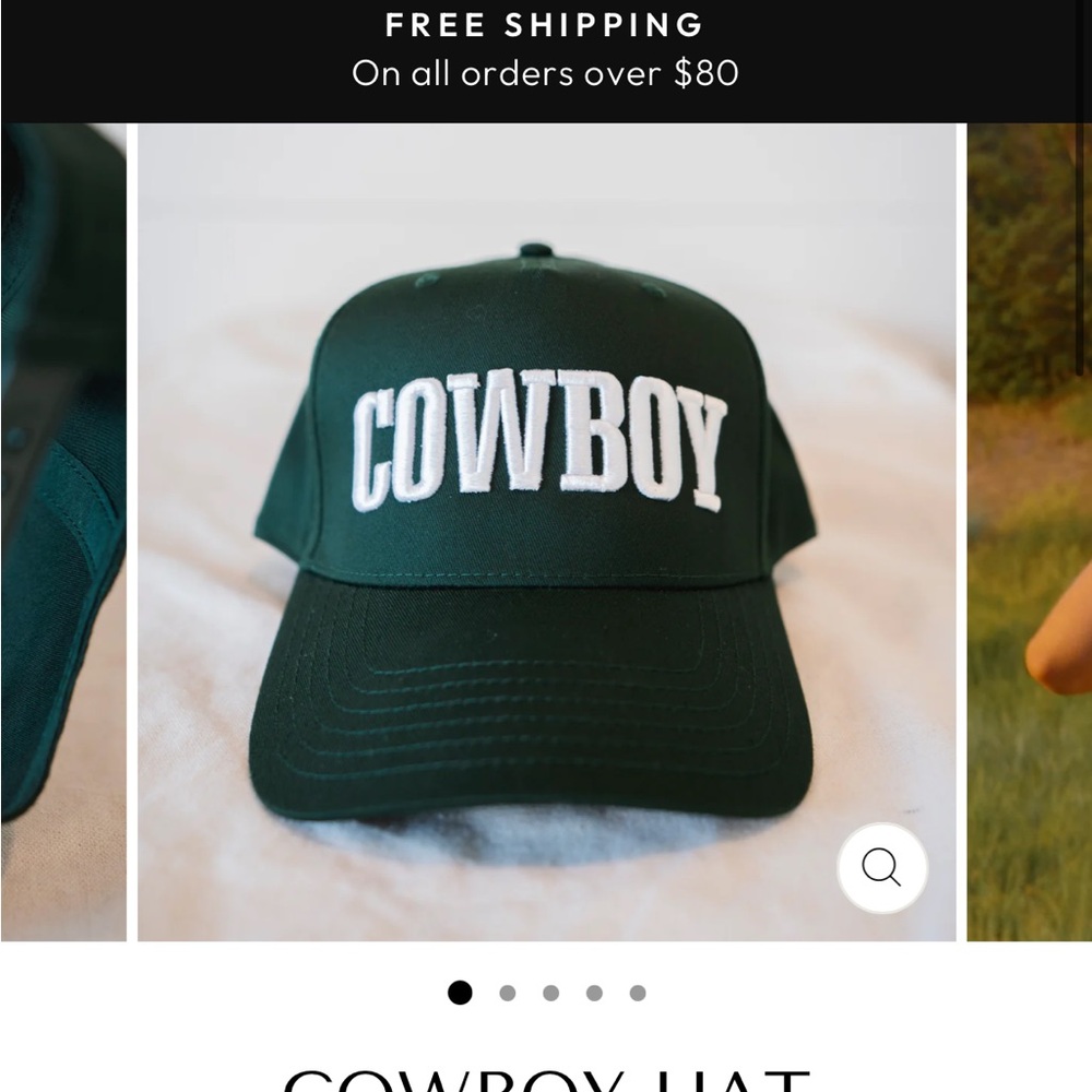 Dark Green Cowboy Cap with White Lettering